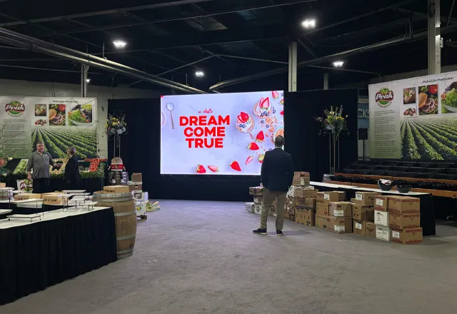 LED video wall rental at a trade show booth