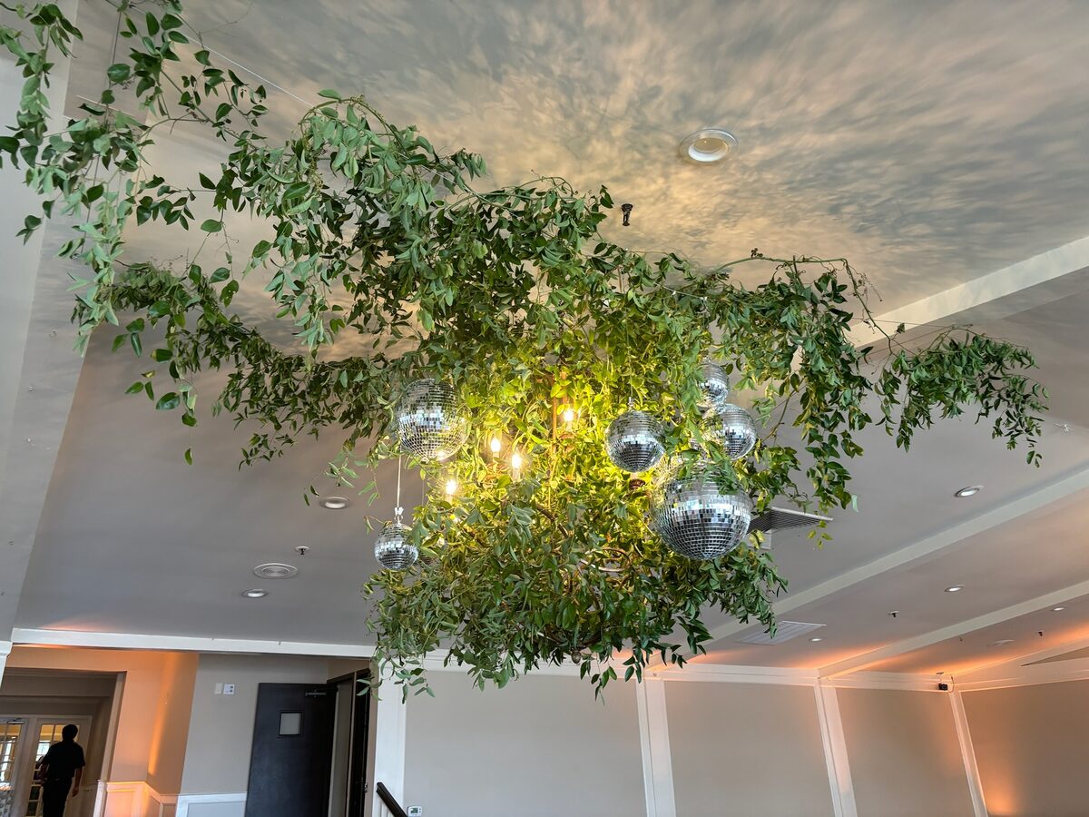 Disco ball cluster with greenery by MARX entertainment